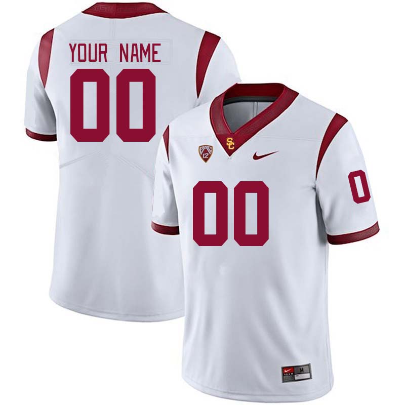 Custom USC Trojans Name And Number College Football Jerseys Stitched-White
